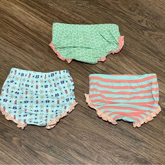 Matilda Jane 3 pairs of Diaper Cover Bloomers Coral Peach Blue Green 6-12 months - Picture 6 of 13